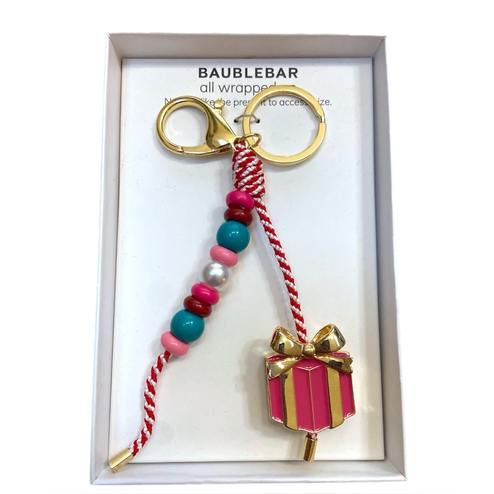 Baublebar All Wrapped‎ Up No Time Like The Present Keychain Bag Charm Gift Box